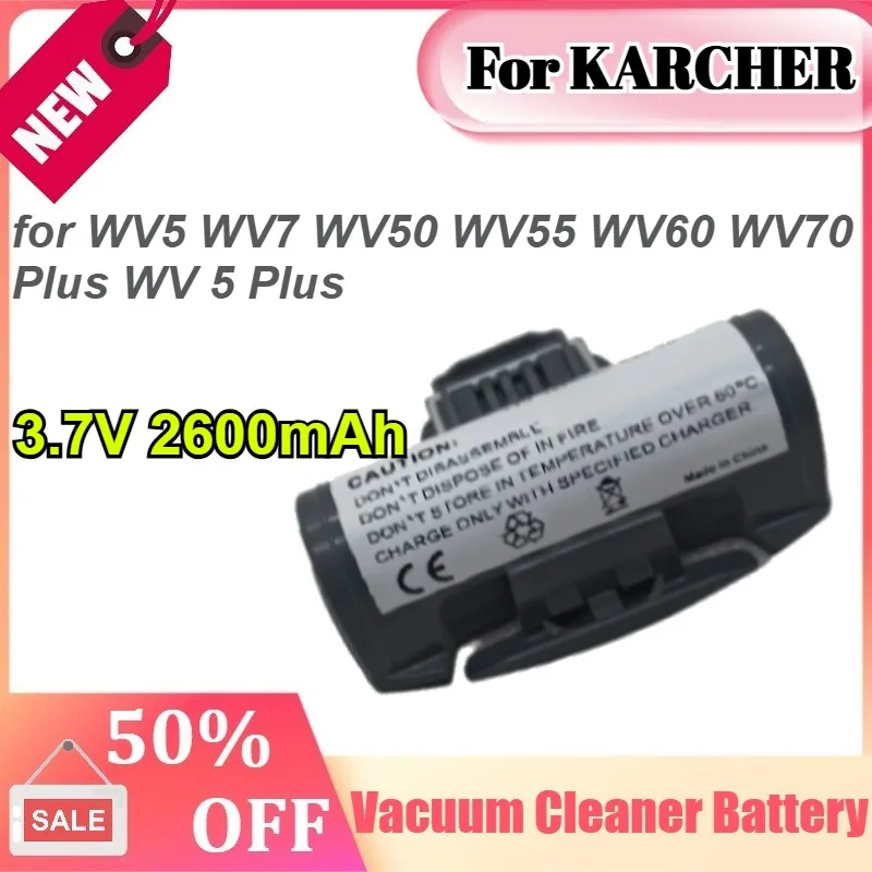 

For KARCHER 3.7V 2600mAh for WV5 WV7 WV50 WV55 WV60 WV70 Plus WV 5 Plus Window Vac Vacuum Cleaner Battery