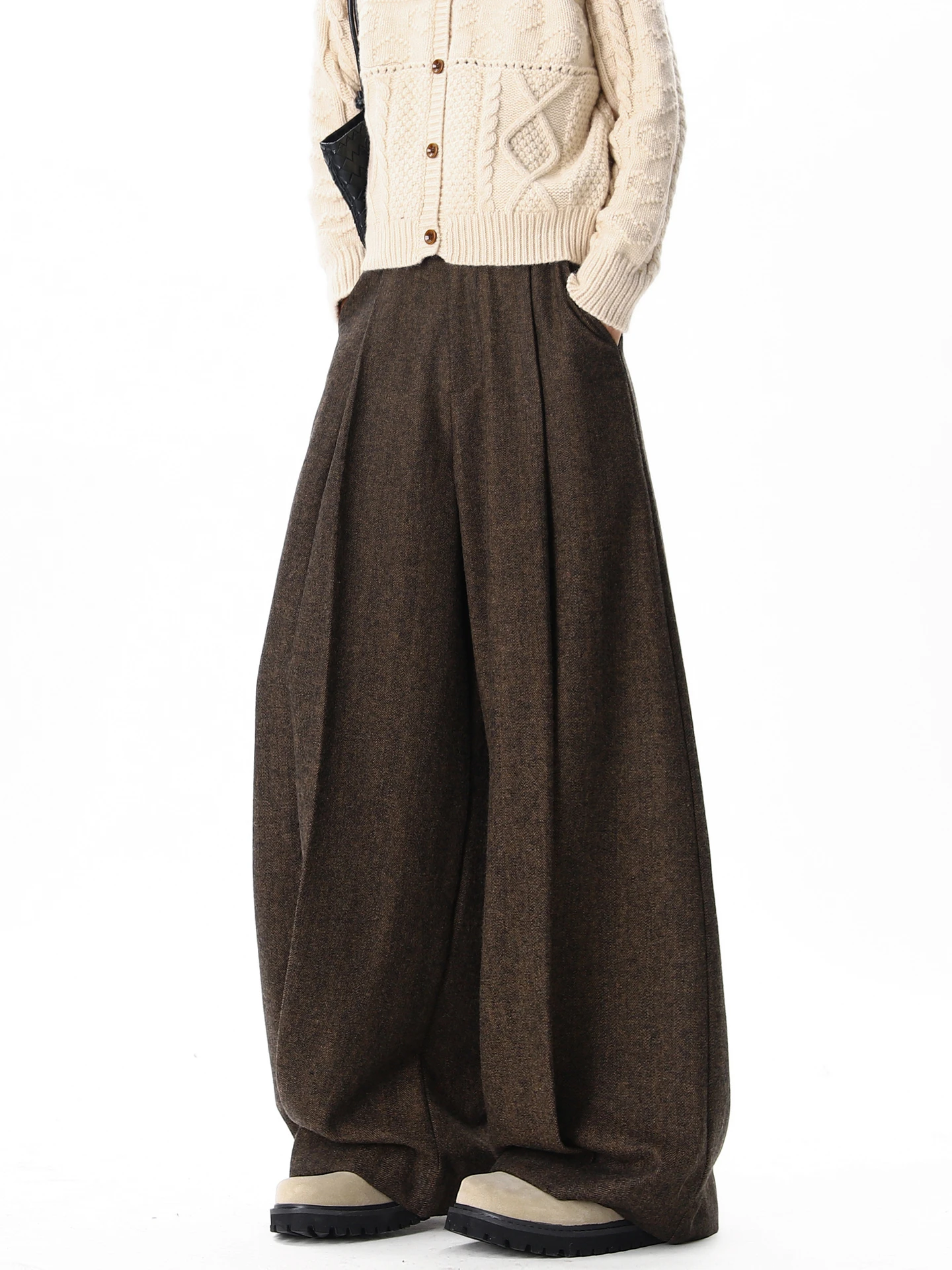 

Мужские повседневные брюки в стиле ретро, однотонные, широкие, свободного кроя, универсальные, трикотажные, молодежные, удобные, зимние