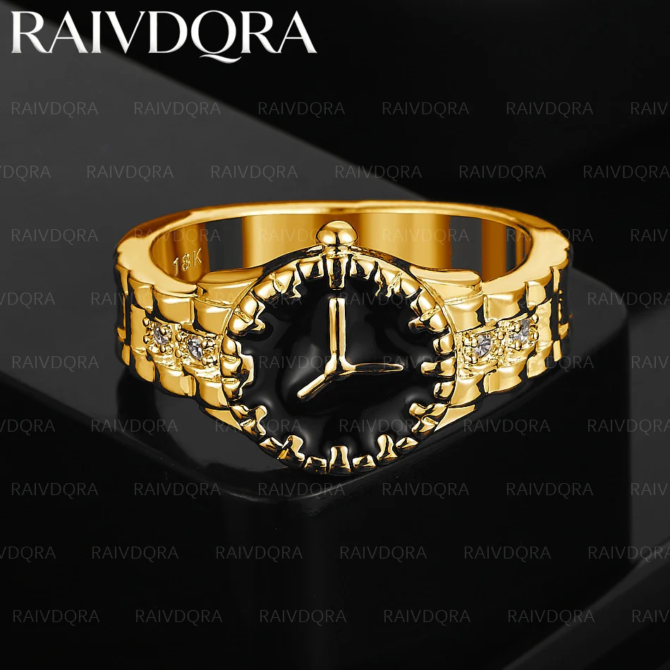 18K Gold Plated Zirconia Watch Fine Ring For Women Fashion Jewelry Charm Grace Wedding Engagement Accessories