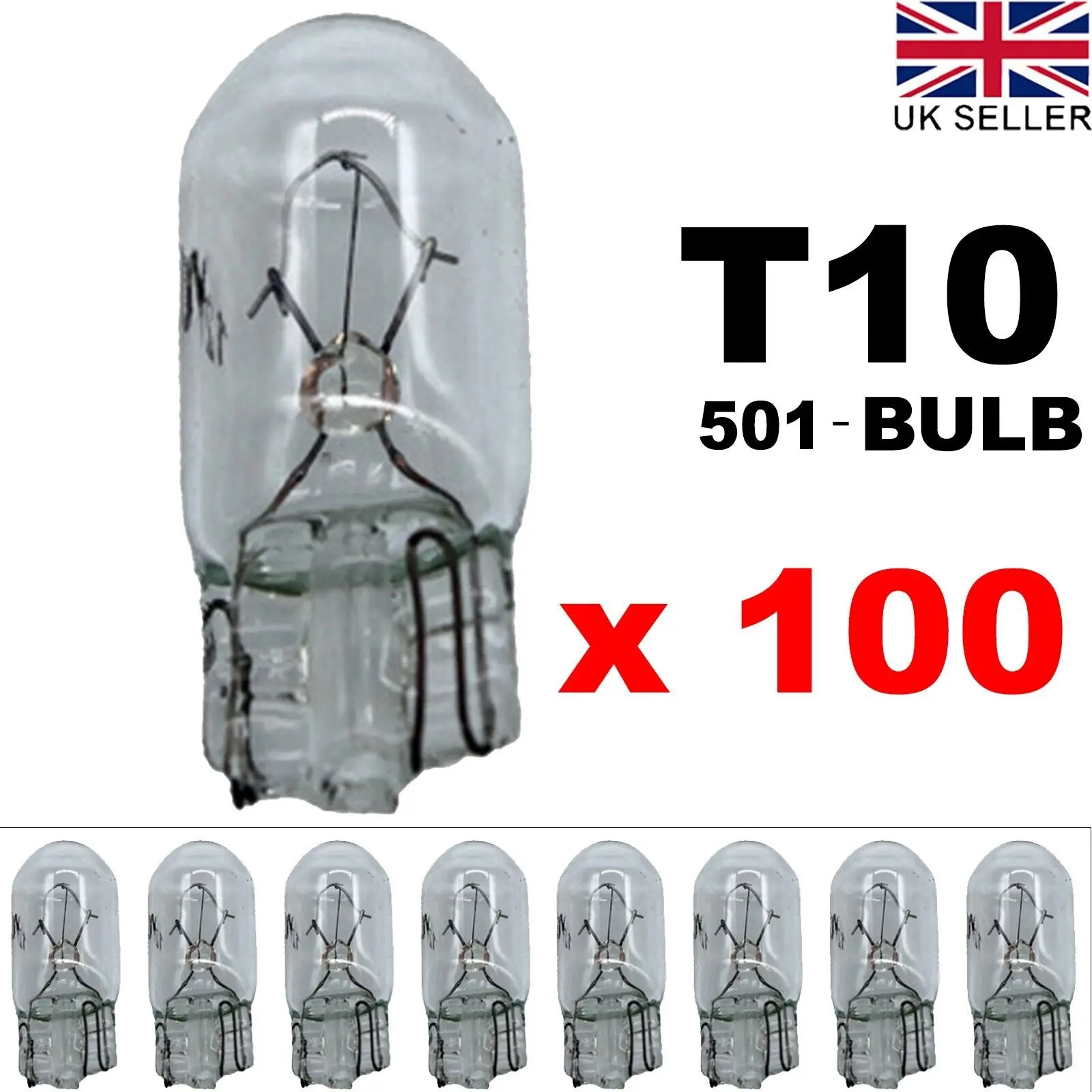 100PC T10 501 Bulbs 12v 5W Sidelight Capless Number Plate W5w Halogen Car Bulb X 100 Bulbs Lamps Car Lights
