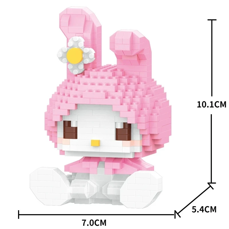 Sanrio Anime Building Blocks Bricks for Children, My Melody, Cinnamoroll, Pompompurin, Kuromi, Hello Kitty, My Melody, Amigos, Toy Gift Set for Kids