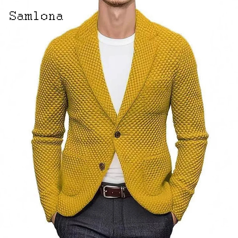

Мужские модные повседневные вязаные свитера для отдыха, пальто 2026, европейские классические базовые топы, джемперы желтого цвета хаки, удобные вязаные кардиганы, новинка