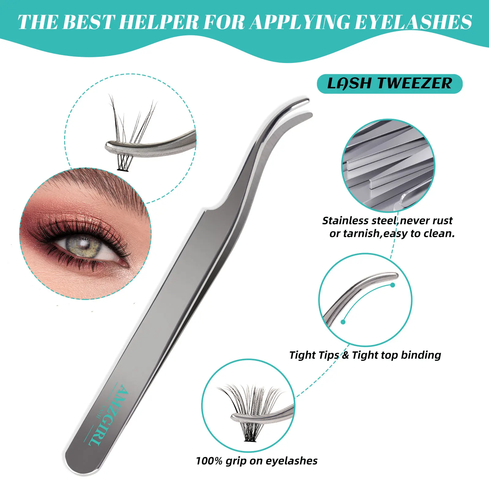 AMZGIRL LASH DIY Eyelashes Kit 348pcs Cluster Lashes Bottom Lashes Fishtail Fan 20D Spike Fan 30D Clusters (D-Mix5-16mm kit)