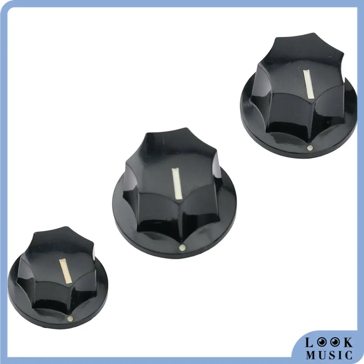 3PCS Guitar Knobs Standard 6mm Pots Plastic For FD Jazz Bass Metric 18 Spline 2 Large 1 Small Knob For Asia Jazz Bass Pot SET