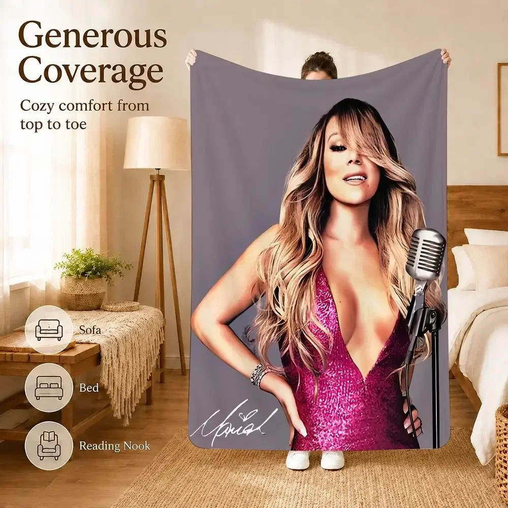Glamorous Singer M-Mariah Carey Throw Soft Lightweight Flannel Blanket for Sofa Couch Bedroom Living Room Home Decor