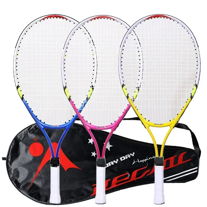 23 Inch Teenager Tennis Racket Aluminum Alloy Durable Nylon String Children Beginner Practice Training Tennis Racquet Single