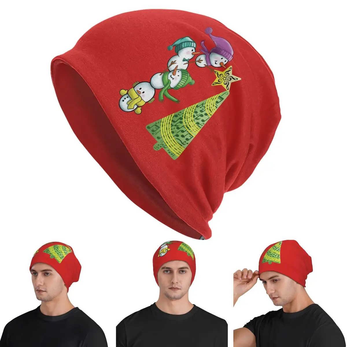 

Musical Christmas Skullies Beanies Hats Warm Autumn Winter Outdoor Cap Knitted Bonnet Caps for Unisex Adult