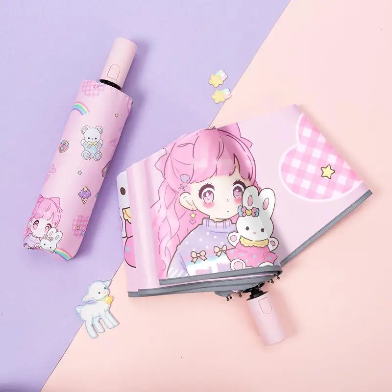 

Child Safety Automatic Umbrella Folding Three times for School Use Rain And Sun Protection Boys And Girls Can Carry It Easily
