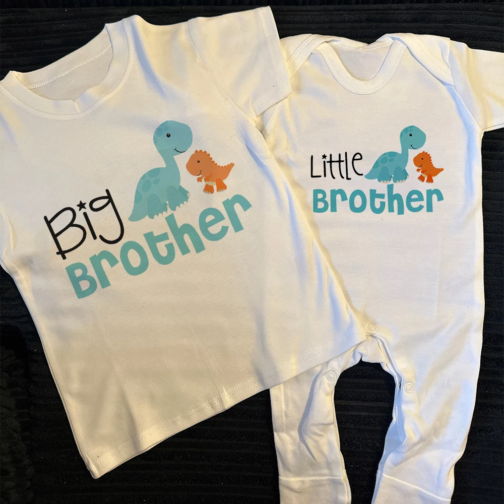 Big Brother/Little Brother Matching Sibling Kids T-shirt and Baby Grow Baby Shower Gifts Baby Coming Home Outfits Sibling Cloth