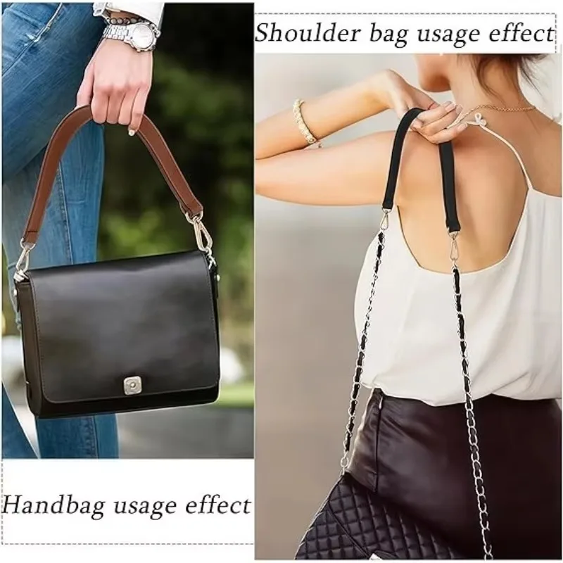 18.9 Inch Short Handbag Handle PU Leather Purse Straps 2.5cm Wide Leather Shoulder Strap Replacement with Swivel Lobster Buckles
