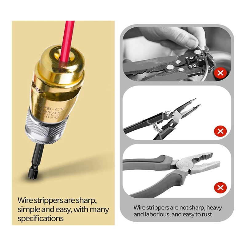 Wire Stripping Tools, Electric Wire Strippers For Drills, Wire Cutters For Drills, Quick Cable Stripping And Connectors Durable