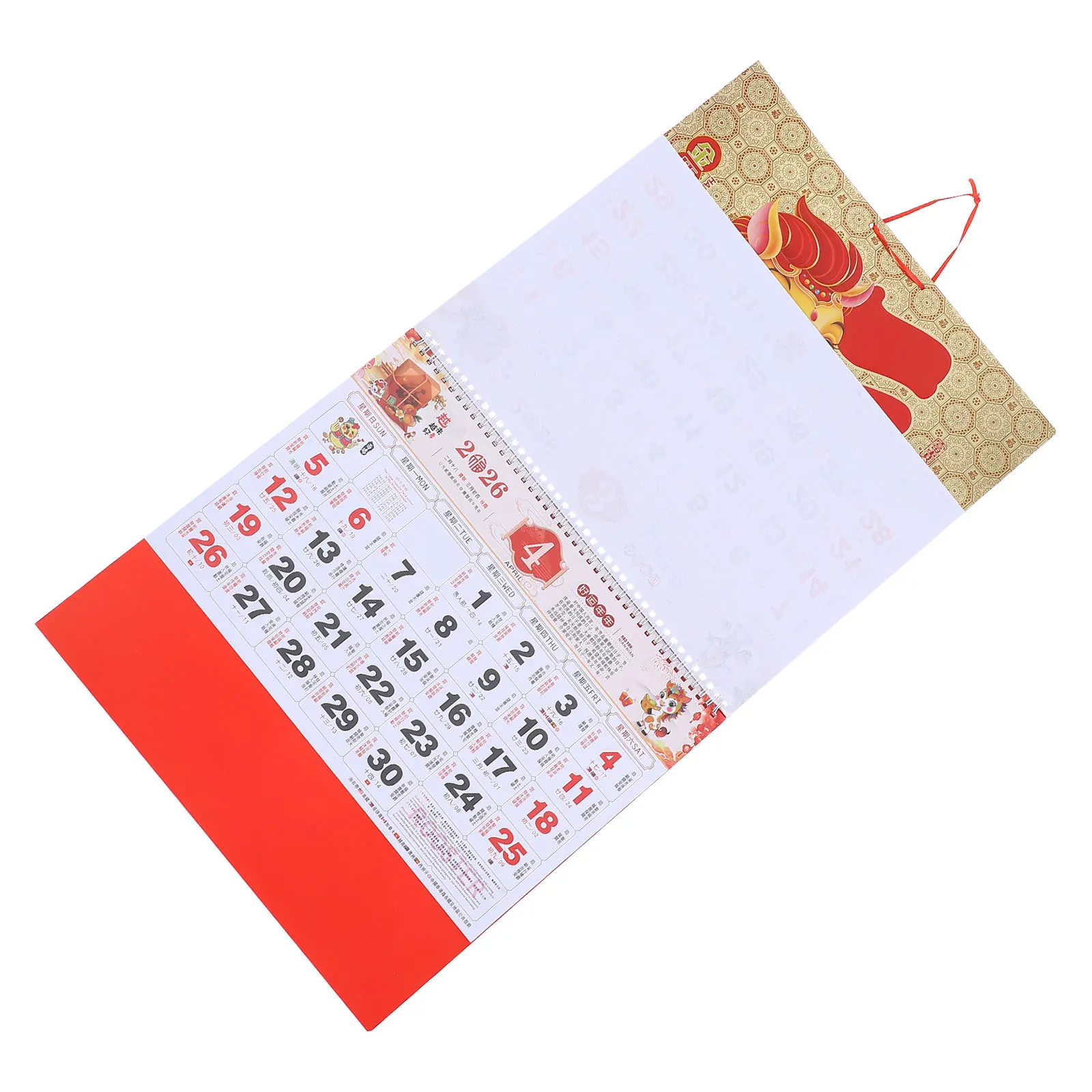

Chinese Zodiac Horse Year Wall Calendar 2026 Paper Monthly Tear-Off Planner Traditional Lunar New Year Hanging Decoration