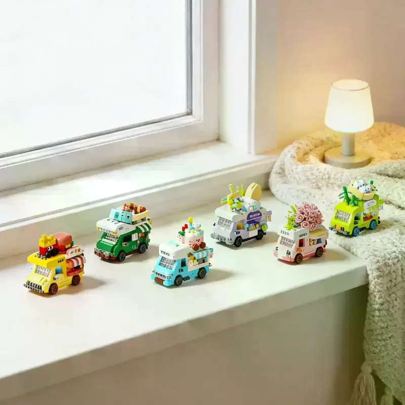 

Ice Cream Shop Mini Blocks Construction Set For Adults Mini Food Truck Micro Building Blocks Toys For Children Girls Gift