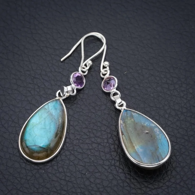 

StarGems Labradorite Handmade 925 Sterling Silver Earrings 2" F5764