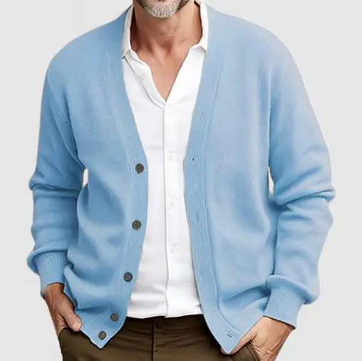 

Зимний однотонный кардиган, мужская куртка с длинными рукавами и резьбой, уличный повседневный кардиган, свитер, мужской вязаный кардиган