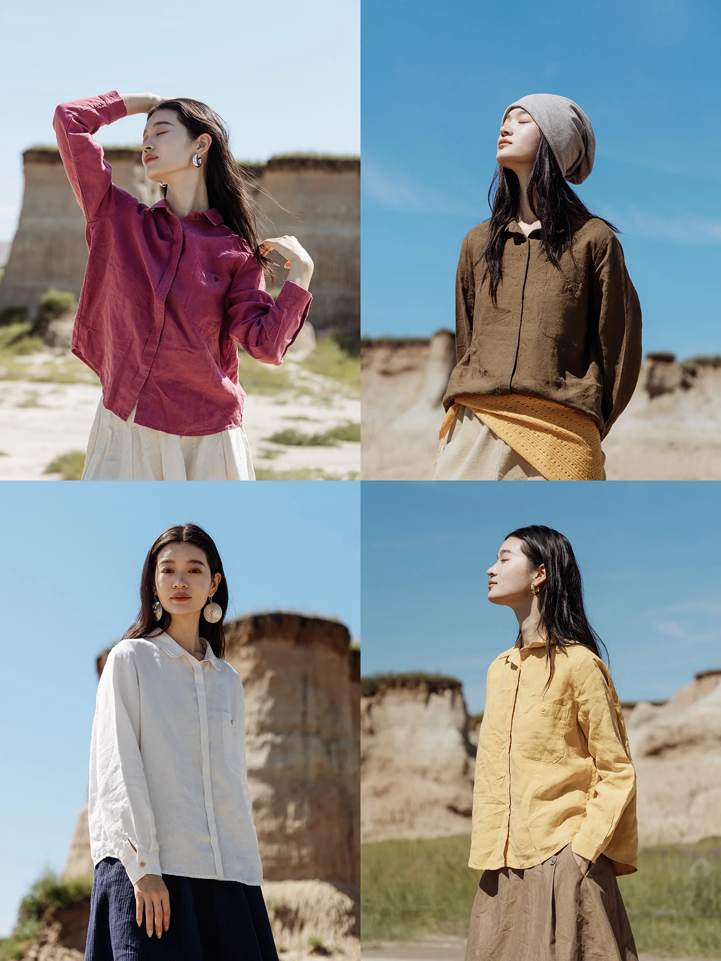 

Special Bloom 575 Haax Color Collared Loose Fit Long Sve Women's irt Casual Sle Breathable Autumn Top