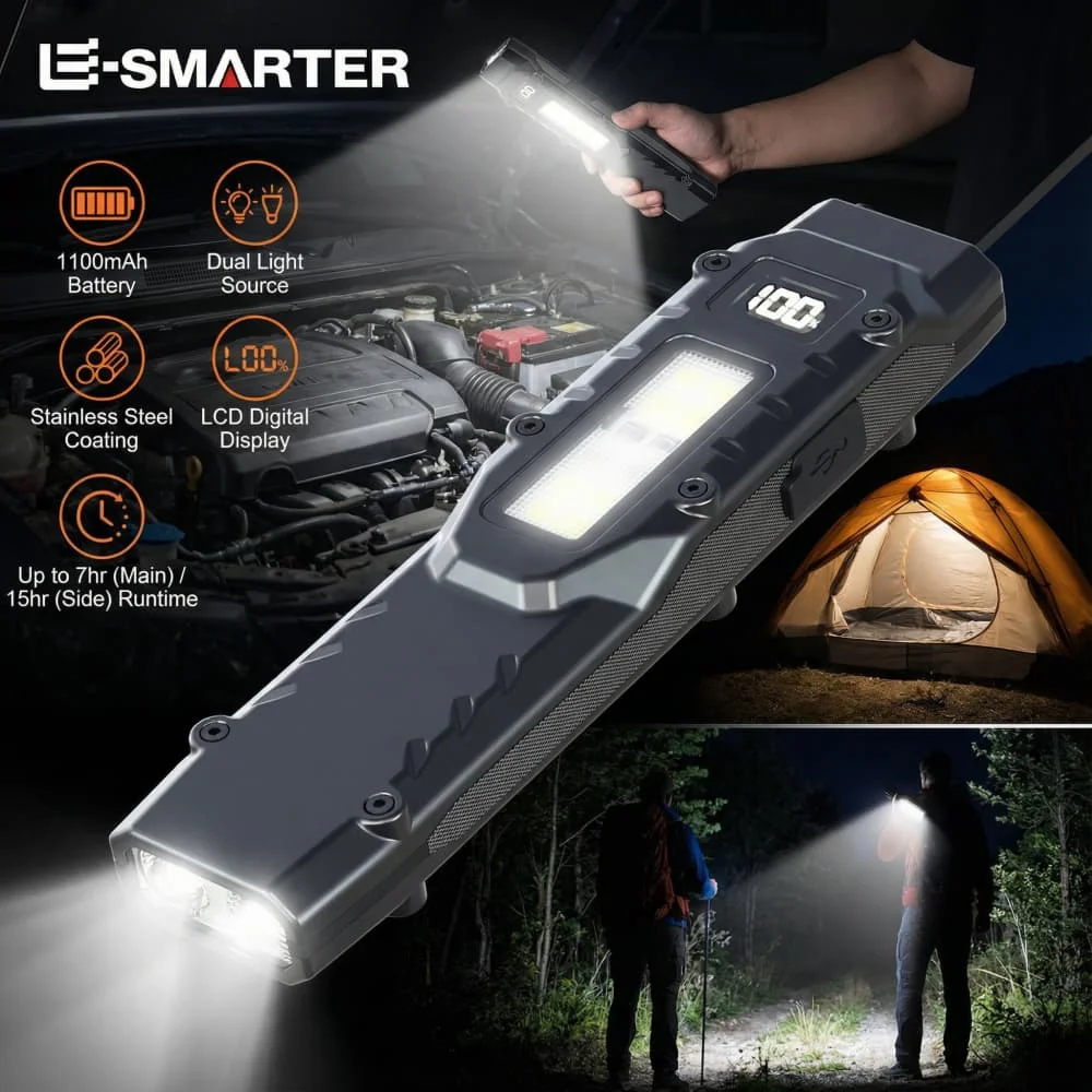 

EDC Tactical Rechargeable Flashlight,Dual-Switches LED Flashlight with Digital Display,8 Modes , Camping,and Emergency Use
