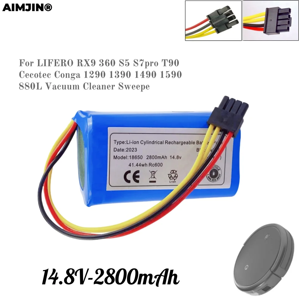 

2800 мАч, 14,4 В, 14,8 В, литий-ионный аккумулятор для Cecotec Conga 1290 1390 1490 1590, аккумулятор для робота-пылесоса Gutrend Echo 520