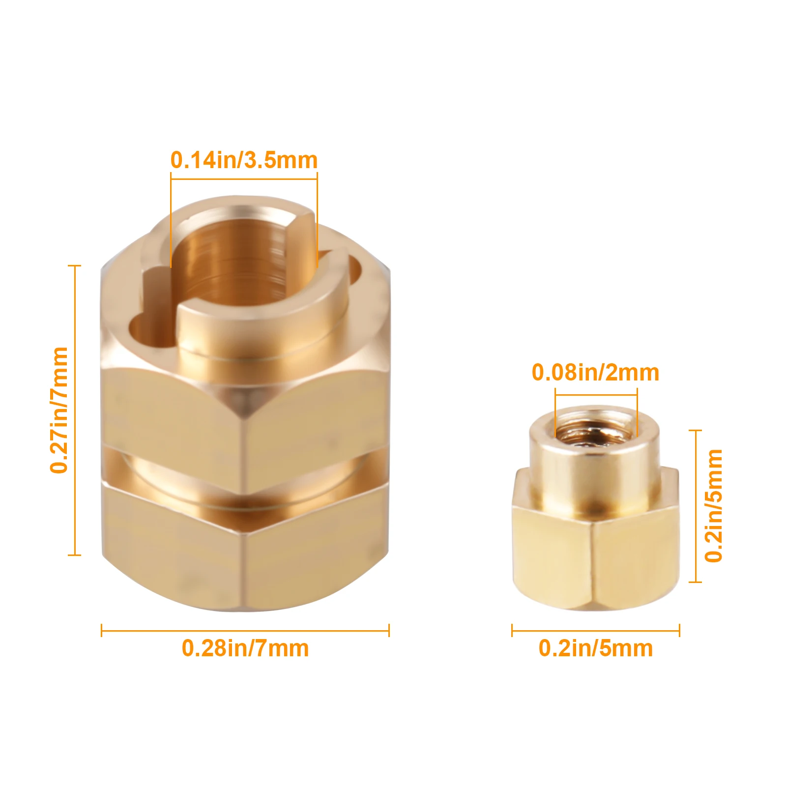HobbyPark Upgrade Brass 7mm Hex Wheel Hub Extension Wheel Spacers Weights w Axle Pins for 1/18 TRX4M TRX4MT, 4 PCS
