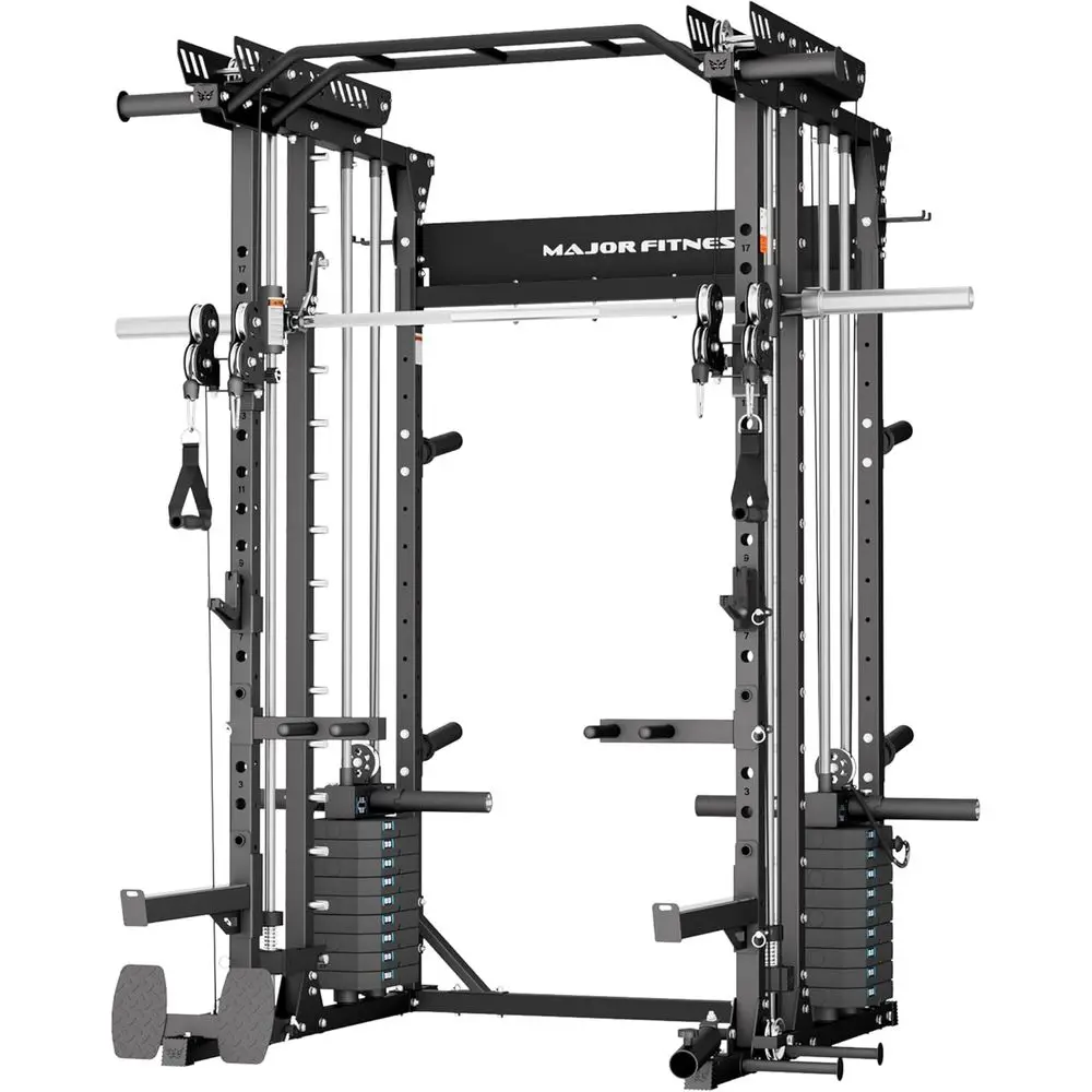 Drone MAX V Smith hine with Weight Stacks, All-in-One Home Gym Squat Rack--2500LB acity, Dual LAT Pull-Down Systems & Cable over