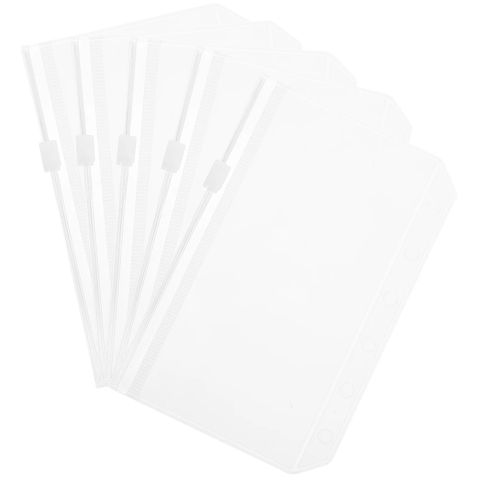 

5Pcs Clear Loose Leaf Zipper Binder Pockets Document Storage Bags Six Holes Binder Organizers Waterproof Practical