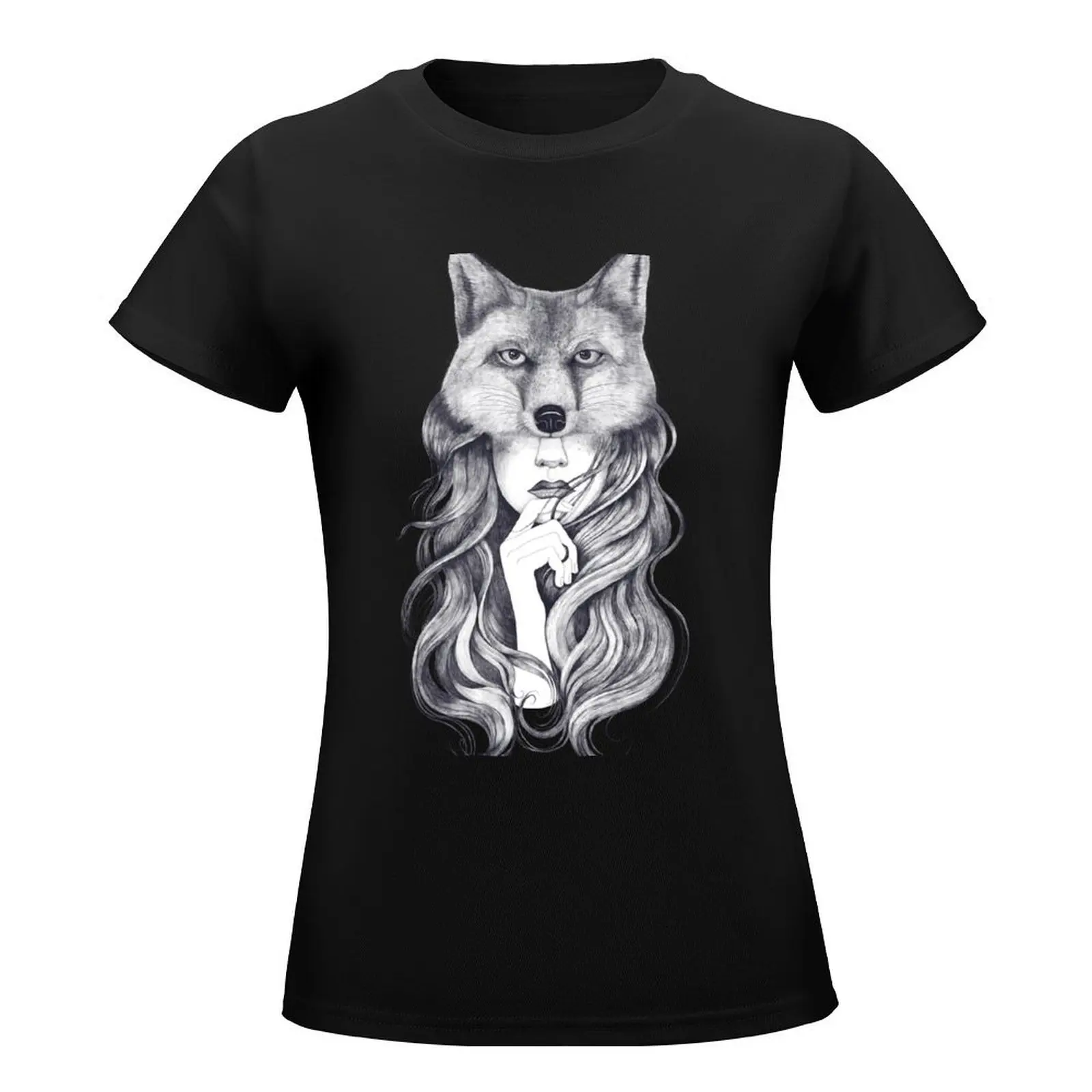 Fox in the soul on black T-Shirt cute clothes plus size tops oversized Top Women