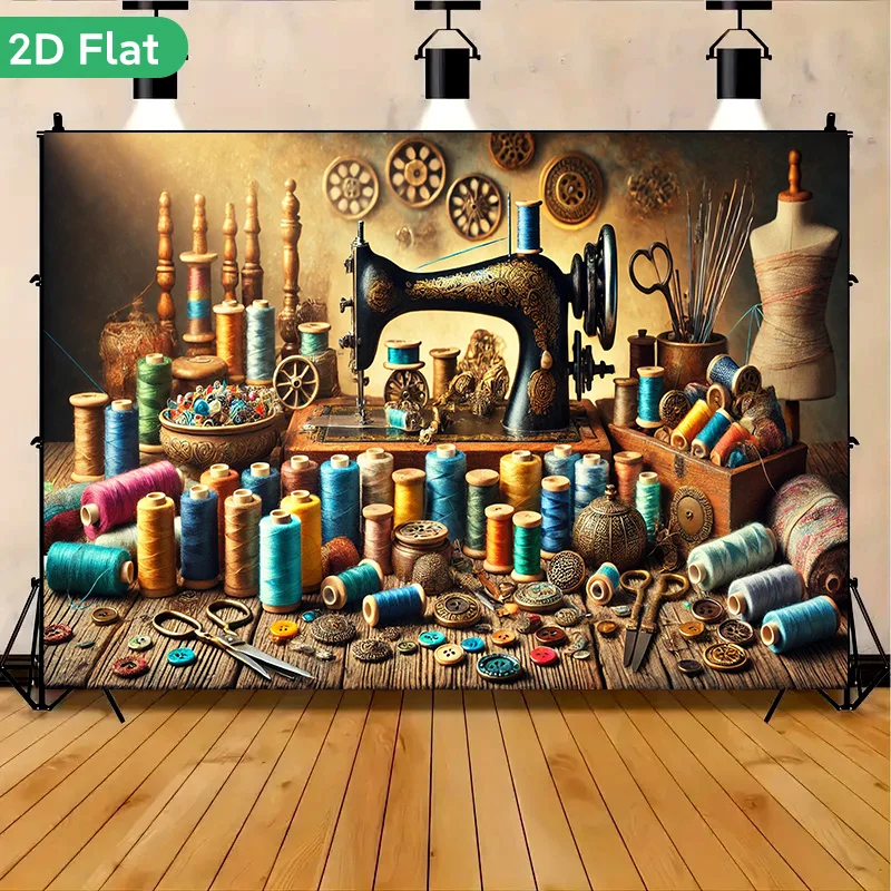 Vintage Retro Sewing Atelier Wall Tapestry Art Steampunk Machine Craft Workshop Textile Spool Decoration Decor Room Wall Art