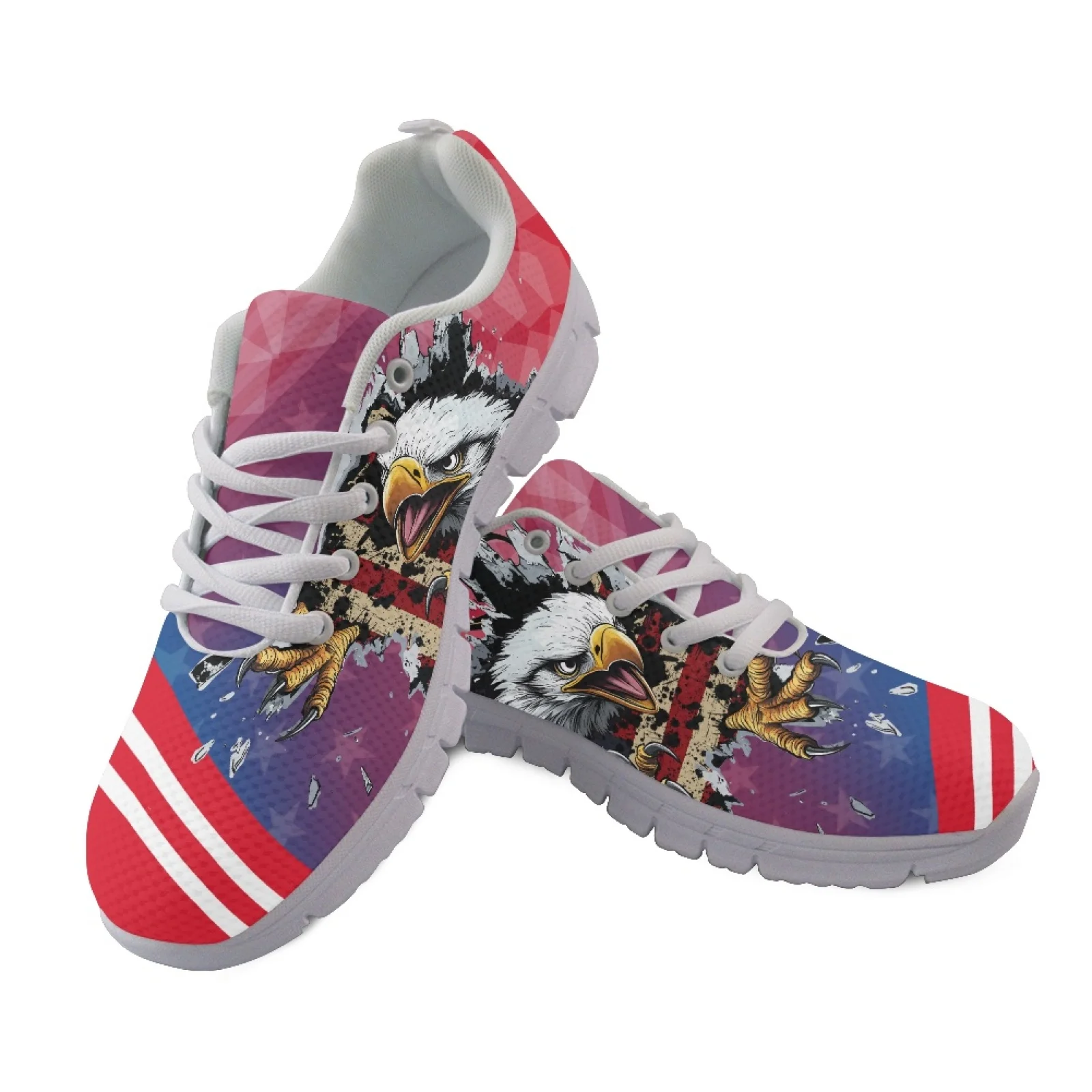 Coloranimal American Flag Eagle Breathable Running Sneakers Mens Lace Up Athletic Trainers Sports Shoes for Women Womens