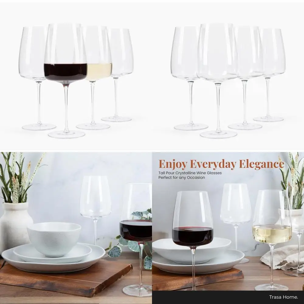 

Large Stemless Wine Glasses Set of 4 - Elegant All-Purpose Bowl Glasses for Red, White Wines and Everyday Use