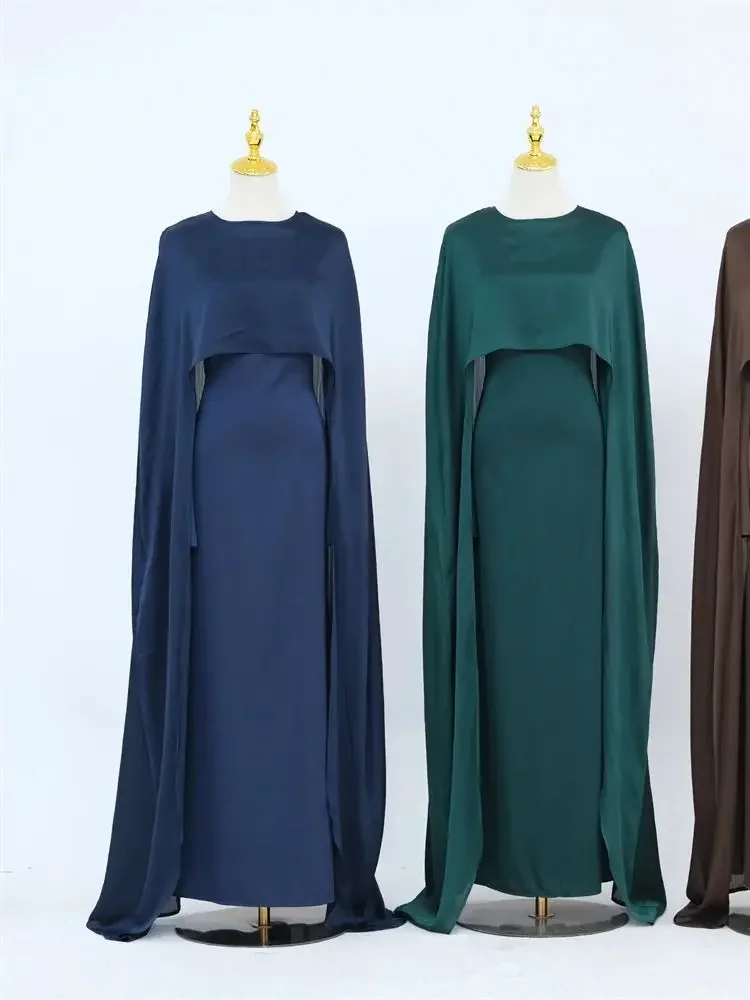 Ramadan Satin 2 Piece Abaya Modest Muslim Sets Kebaya African Dresses For Women Robe Femme Musulmane Caftan Marocain Vestidos