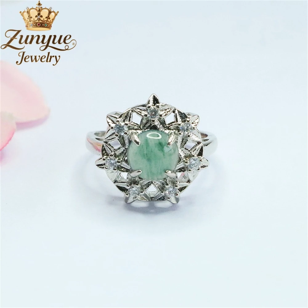 High-End Natural A-Grade Jadeite Blue Water Jade Ring Luxury Quality Jewelry Fashion Jewelry Exquisite Elegant Charms Popular