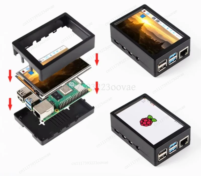 L-3.5 Inch Touch Display SPI Cooling Metal Case for Raspberry Pi 5, Replacement Enclosure Without Mainboard