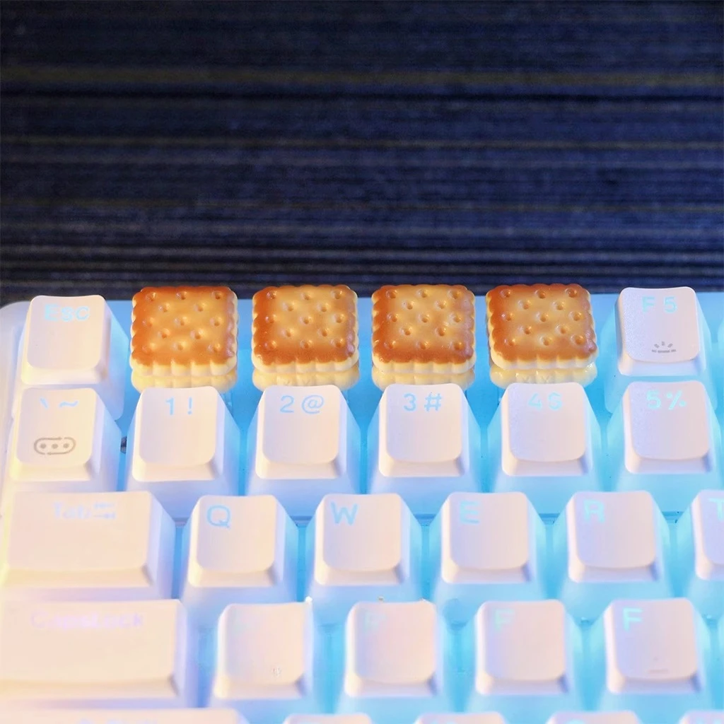 Caramel Cookies Theme Keycaps Set 3D Resin  Artisan Keycaps Custom Original Handmade Keycaps for Mechanical Keyboard Accessories