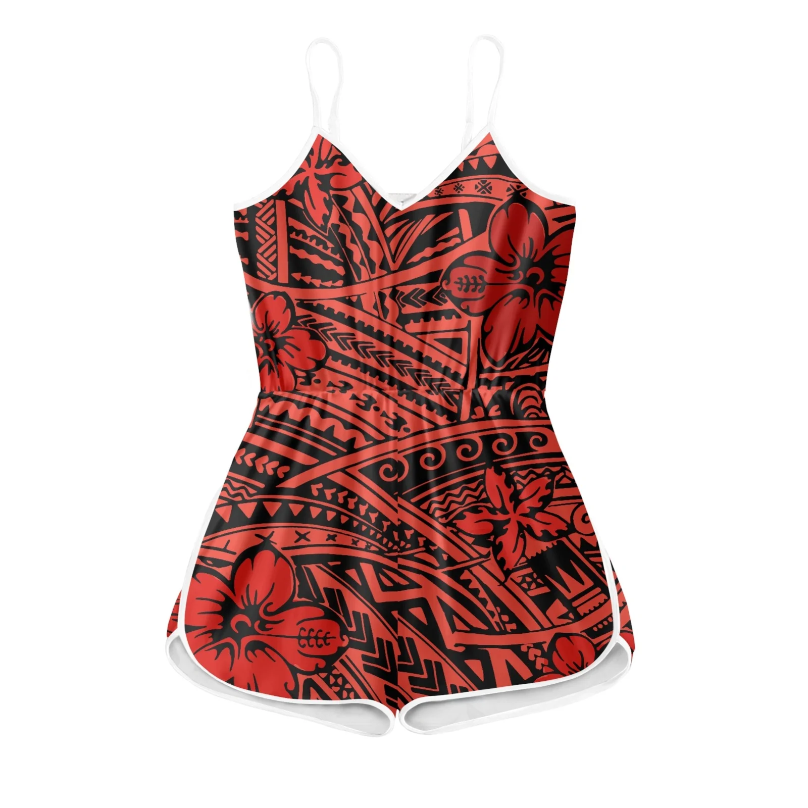 

Polynesia Traditional Summer Fashion Women's Rompers TattooPrinted Halter Street Wear Rompe V-Neck Clothes 2023 New Sexy Rompers