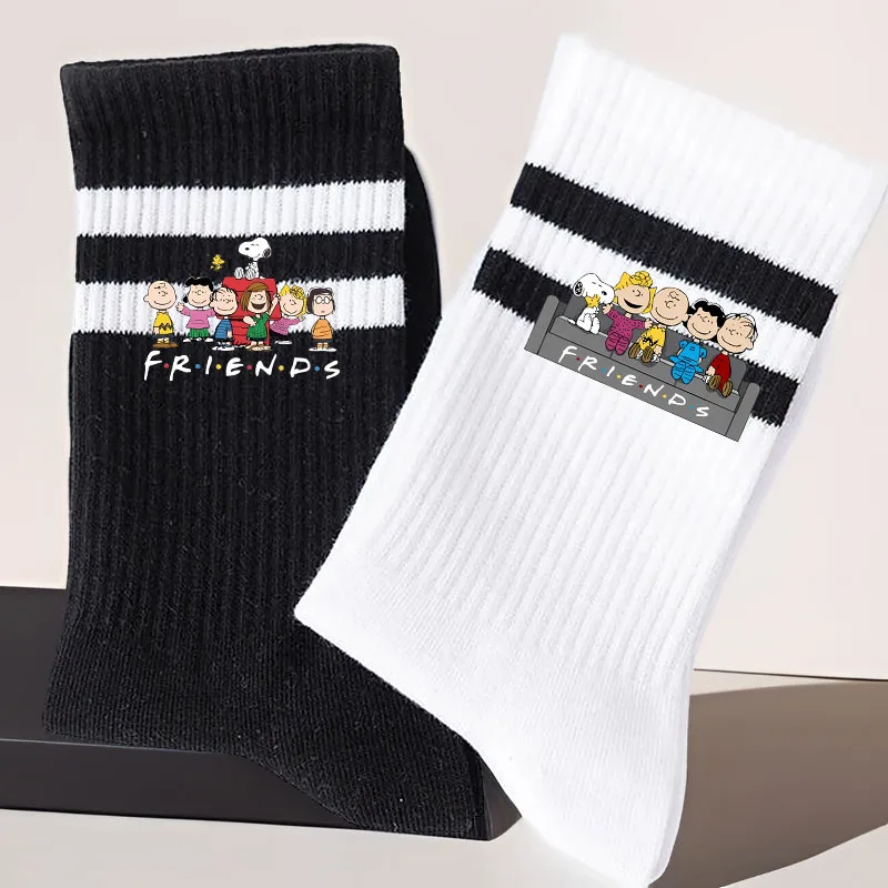 Friends Snoopies Short Socks for Women\'s Spring Autumn College Style Small Dog Breathable Pure Cute Cartoon Women Men Socks Gift