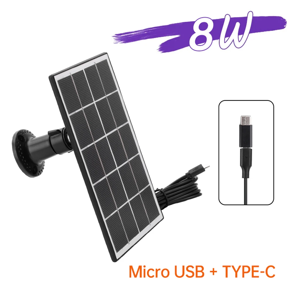 5V 8W Solar Panels For Eufy Eufycam Micro+Type-C/DC5521 Wall Mount Waterproof Solar Cell System Outdoor Battery Supply