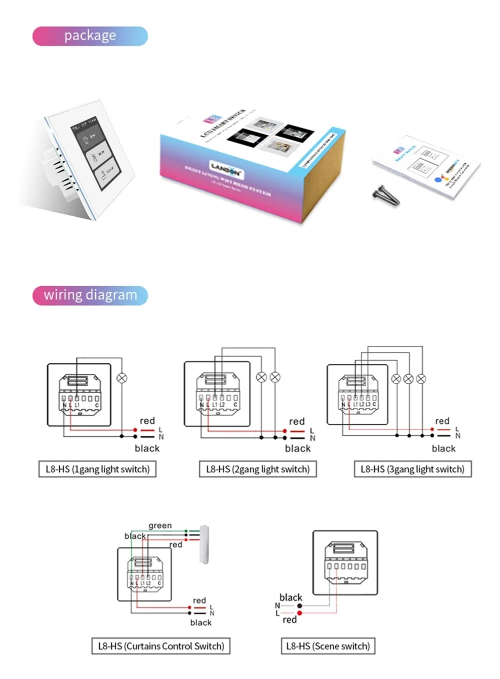 Lanbon LCD Touch Panel Smart Home System Wandschalter funktionieren mit Tuya Support Google Home/Home Assistant/HomeKit
