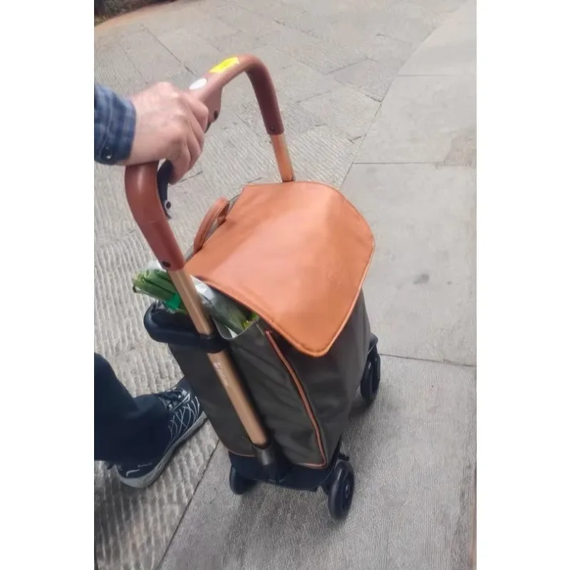 Elderly Shopping Trolley with 360° Swivel Wheels Lightweight Folding Cart Portable Shopping Cart Carrier Bag 4-Wheel Rollator