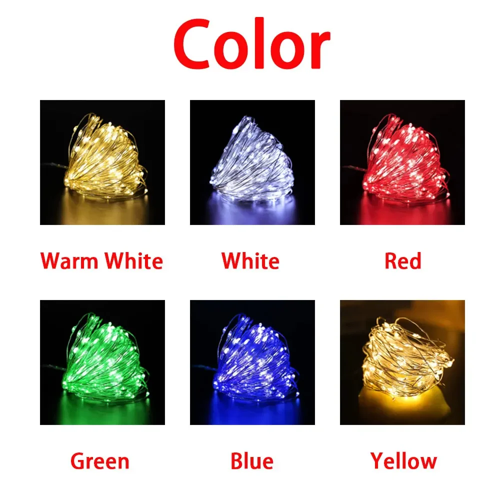 Led Copper Wire String Lights 1/2/3/5M Waterproof  Fairy Lights DIY Garland Christmas Wedding Party Holiday Decoration Lighting