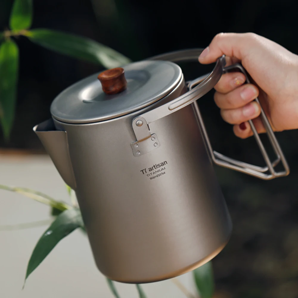 

Titanium Teapot Set Kettle Cups Outdoor Camping Travel Home Tea Service Lightweight Picnic Tea Ware