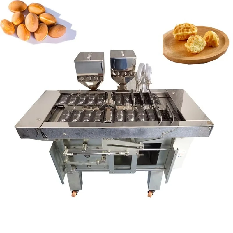 Automatic Mini Fish Corn Bear Egg Penguin Shape Walnut Cake Mold Machinery Mini Cup Cake Maker Stuffing Cake Bakery Machine