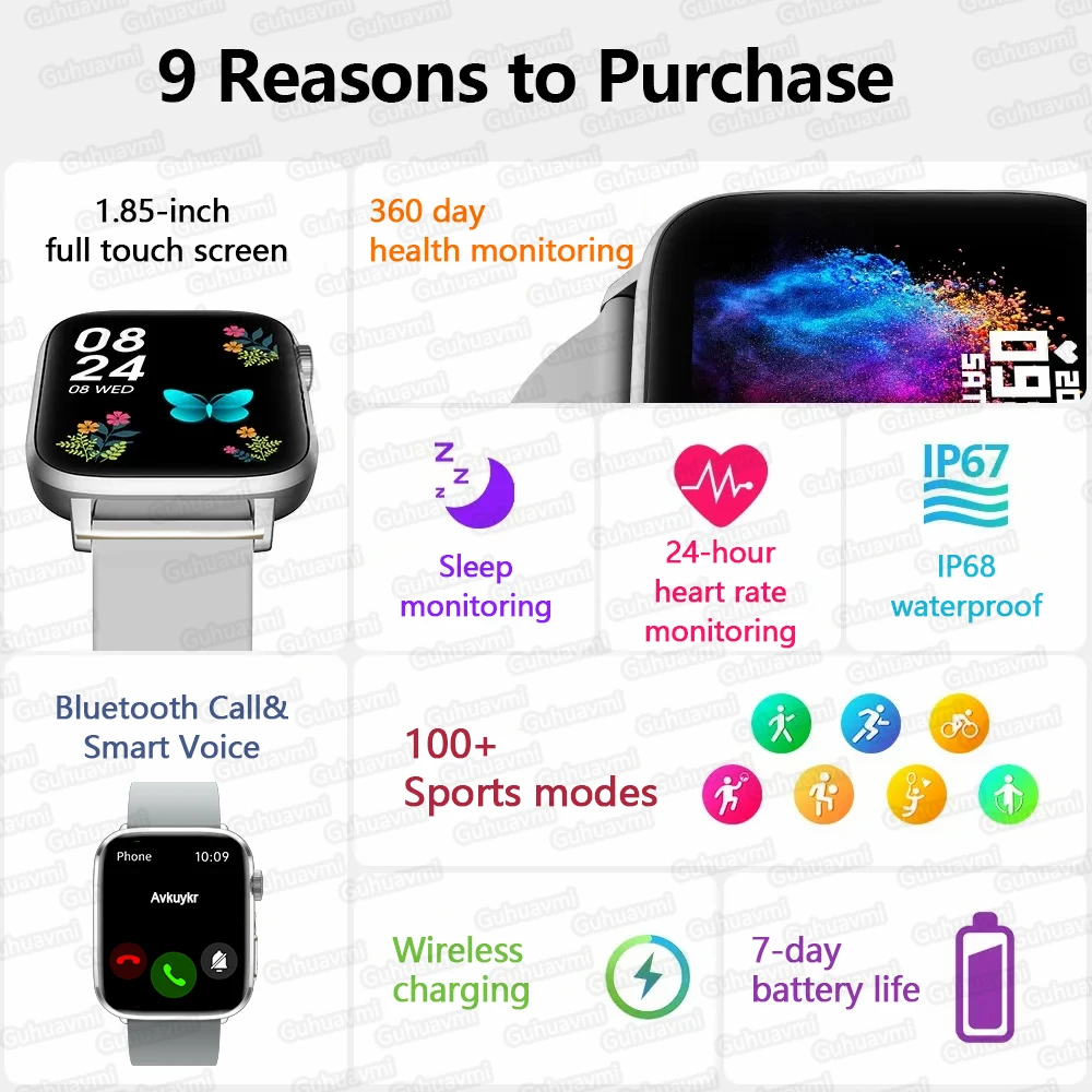 New For Xiaomi Bracelet NFC Smart Watch Men Women 1.85 inch AMOLED Screen 100+Sport Modes Bluetooth Call Waterproof Smartwatches
