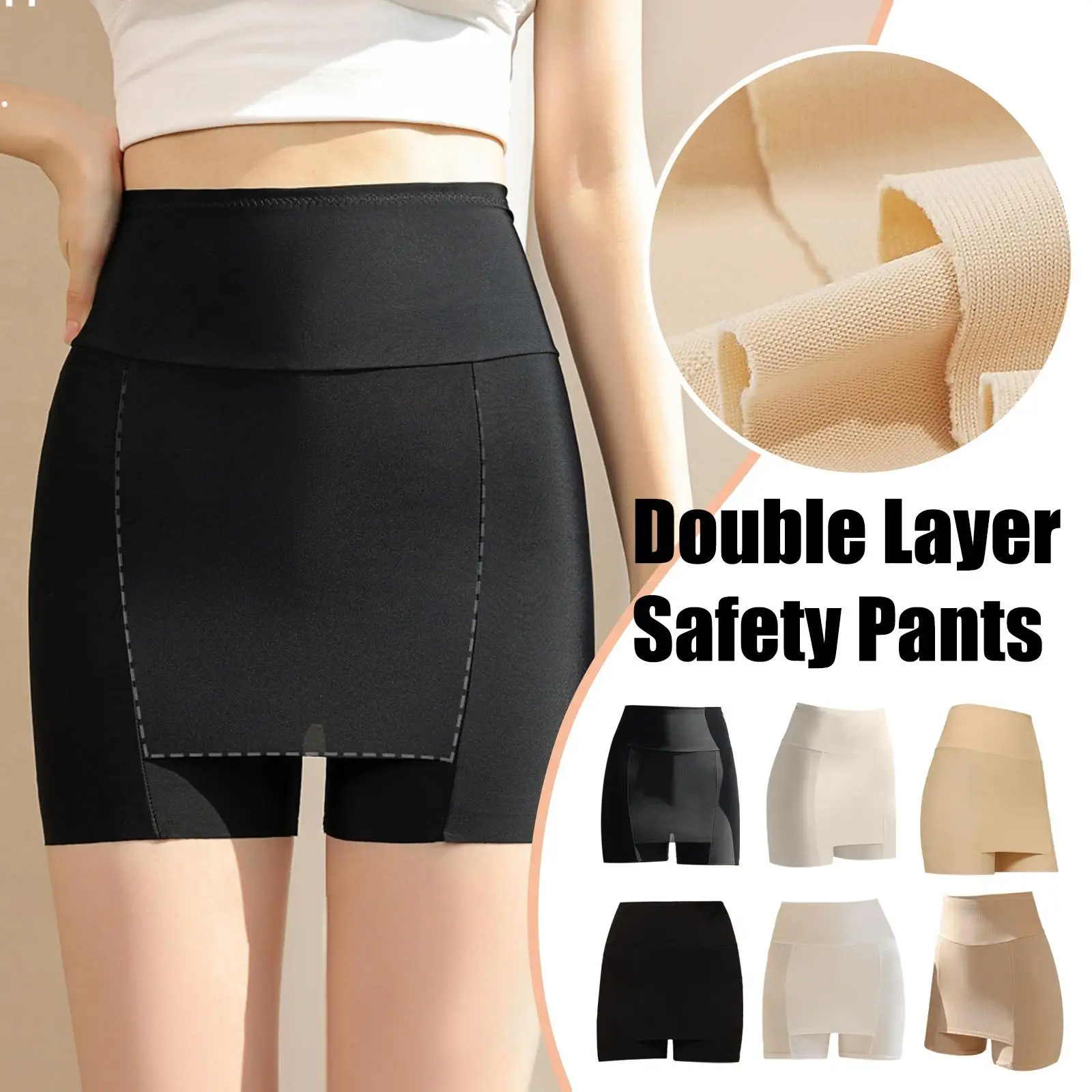 Ice Silk High Waist Women Tummy Control Seamless Shorts Double Layer Under The Skirt Boxer Safety Pants Women Shapewear