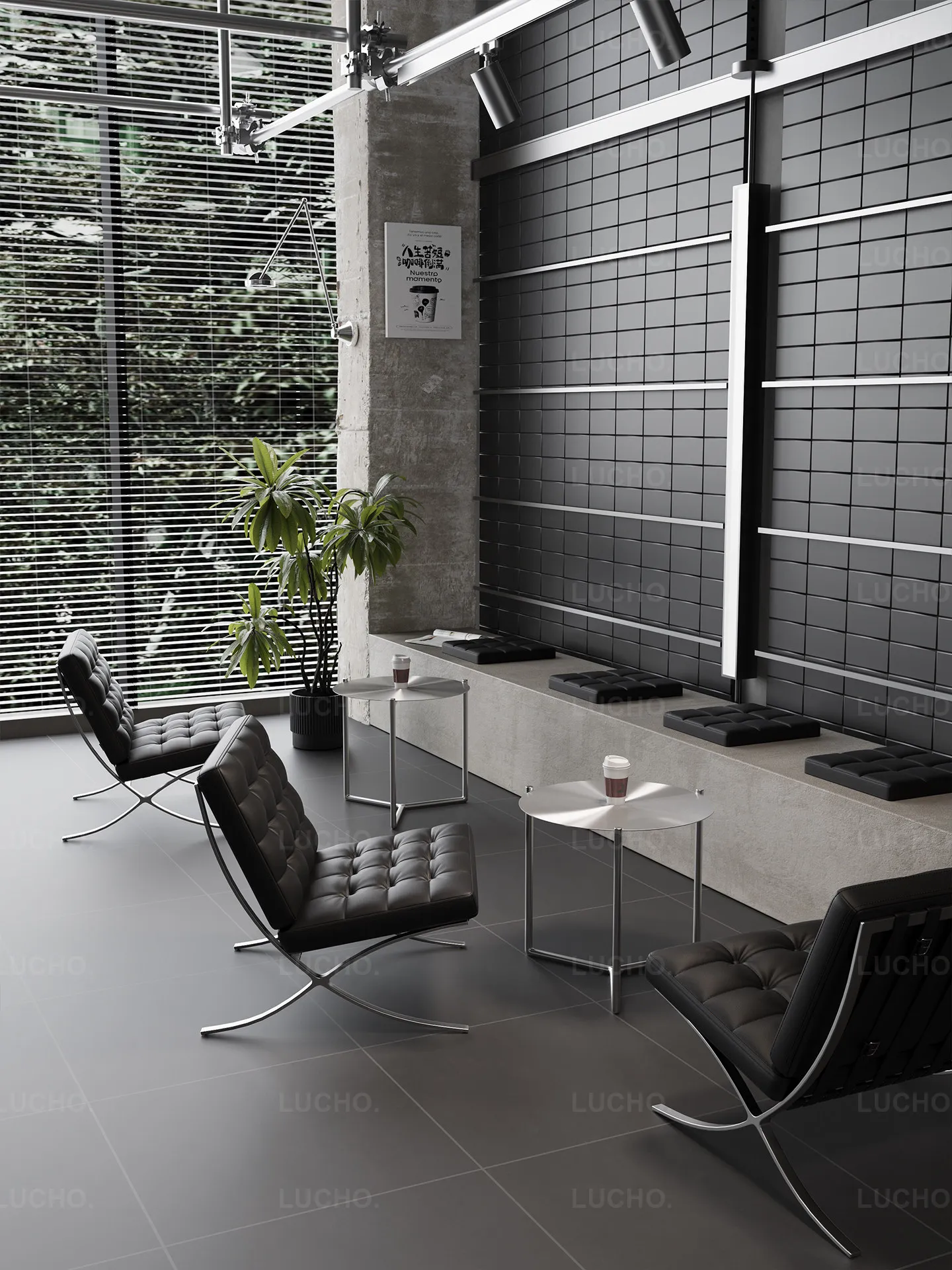PYH minimalist industrial style sofa recliner Internet celebrity coffee shop negotiation lounge area stainless steel