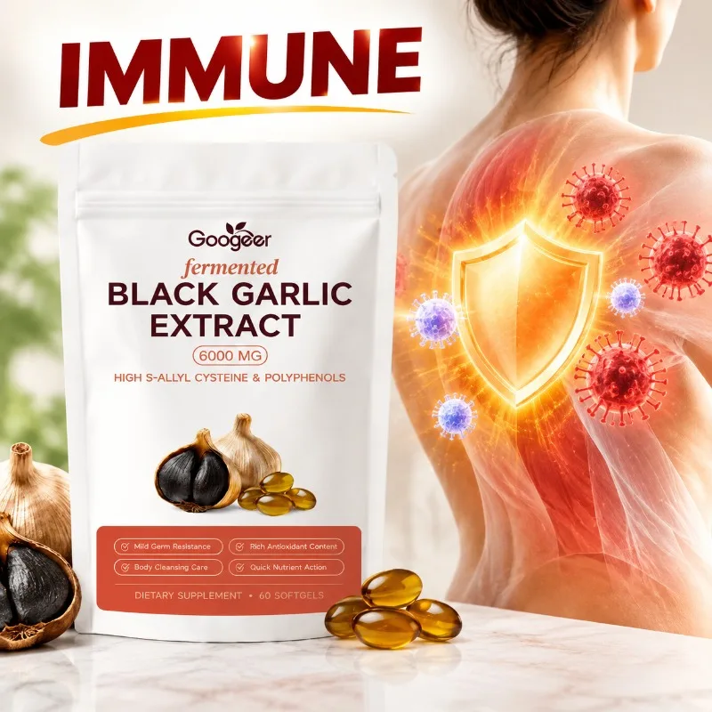 Googeer Fermented Black Garlic Extract 6000MG Softgels Antioxidant Immune Support S-Allyl Cysteine Men Women 60 Softgels 60 Days