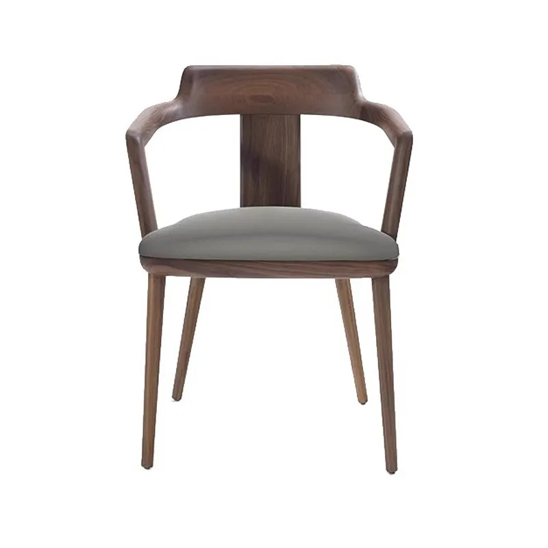 

Nordic, retro, casual, black walnut, pure solid wood, dining chair, leather art