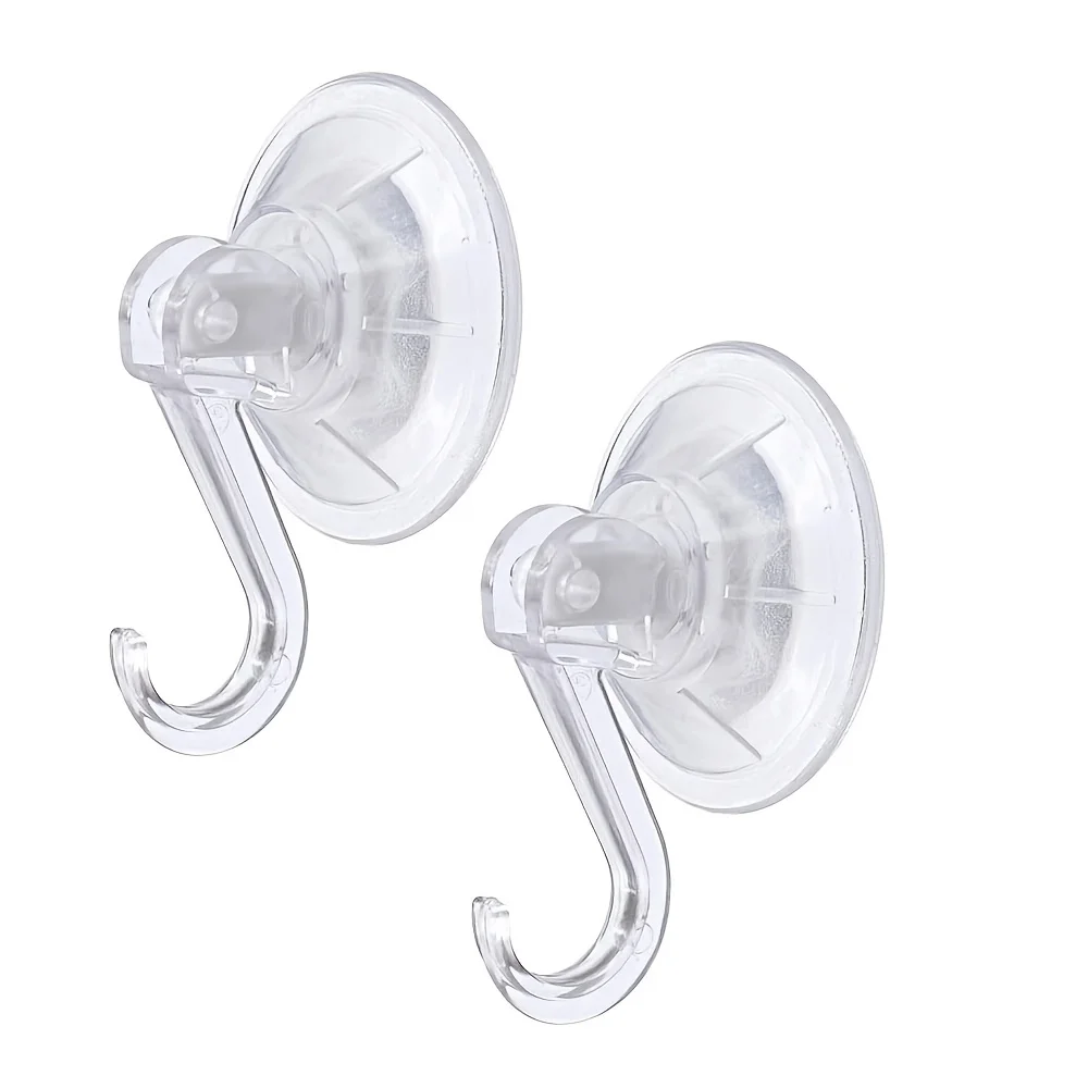 Set of 2 Clear Suction Cup Hooks, Durable Vacuum Suction Hangers for Glass Doors And Windows, Removable And Strong