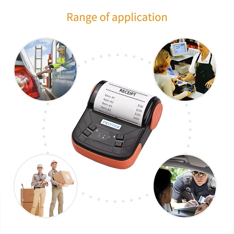 80mm Thermal Handheld Printer Portable Mini Receipt Ticket Printer Mobile Pocket Bill PC Phone For Android IOS Windows system