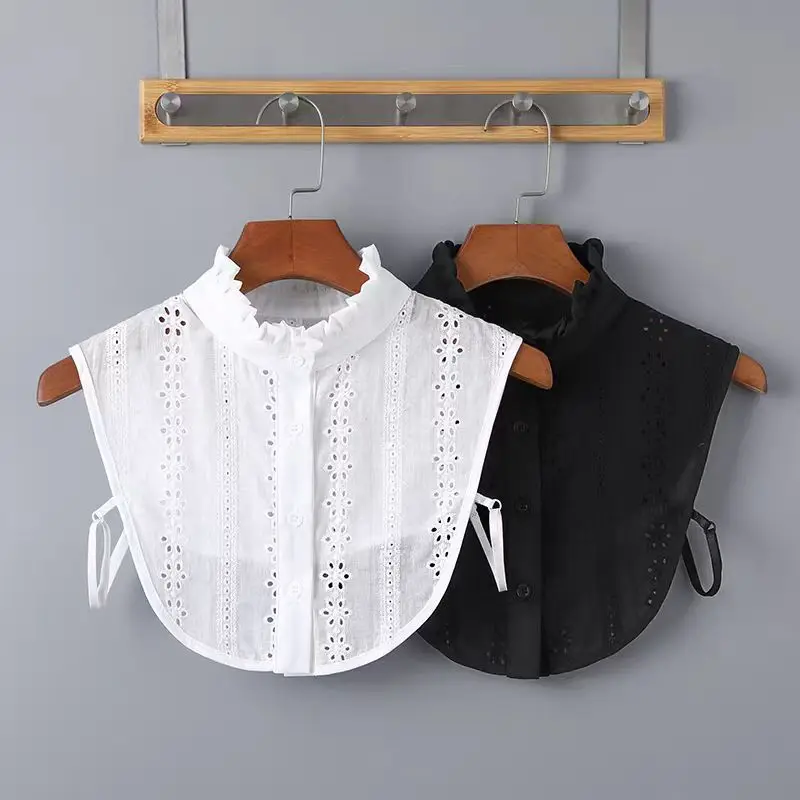 الأبيض الجوف الأزهار وهمية طوق المرأة انفصال الياقات التلبيب قميص أبيض كاذبة طوق نصف قميص الإناث اكسسوارات الرقبة ديكور