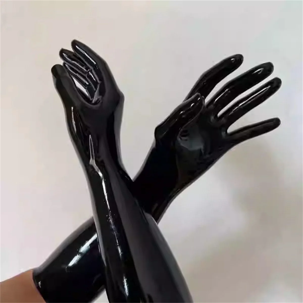 Unisex Short 5 Toe Gloves Mittens Latex Rubber Sexy Fetish Cosplay Costume Wear with Catsuit Hood